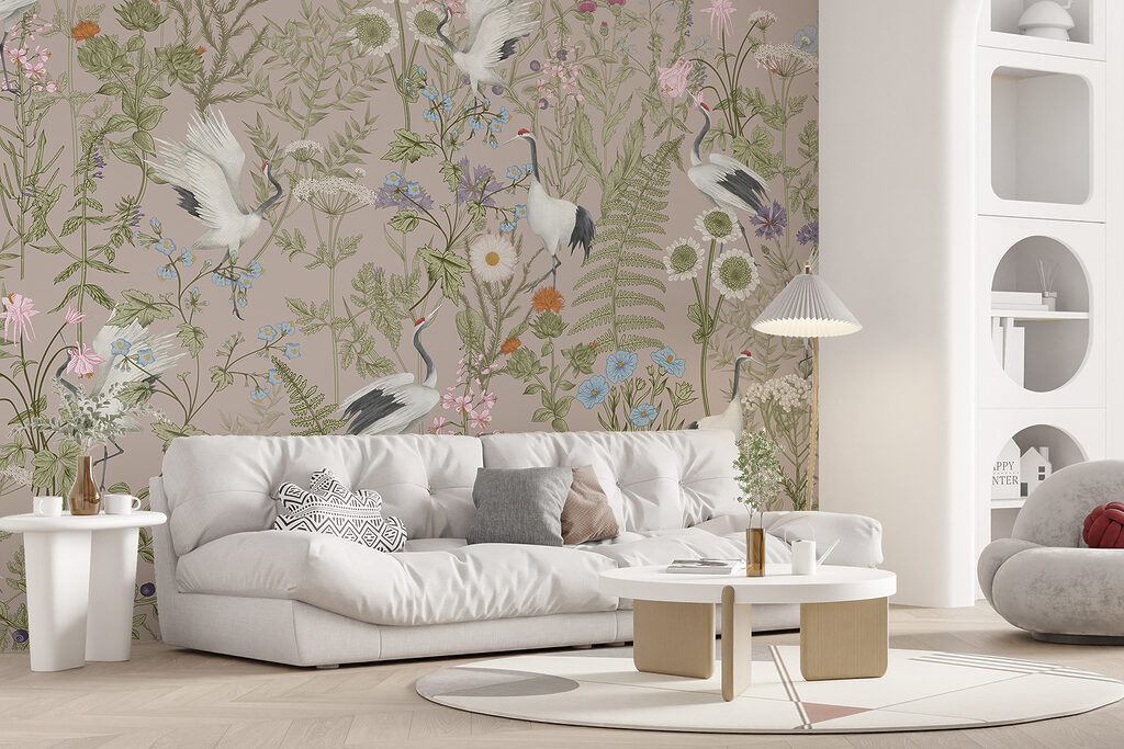 A wallpaper with birds and plants A wallpaper with birds and plants