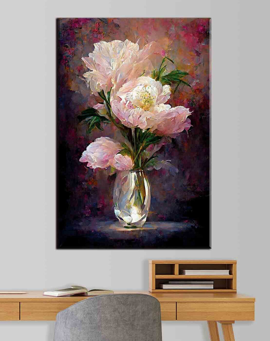 Ein Gemälde mit Blumen in einer Vase