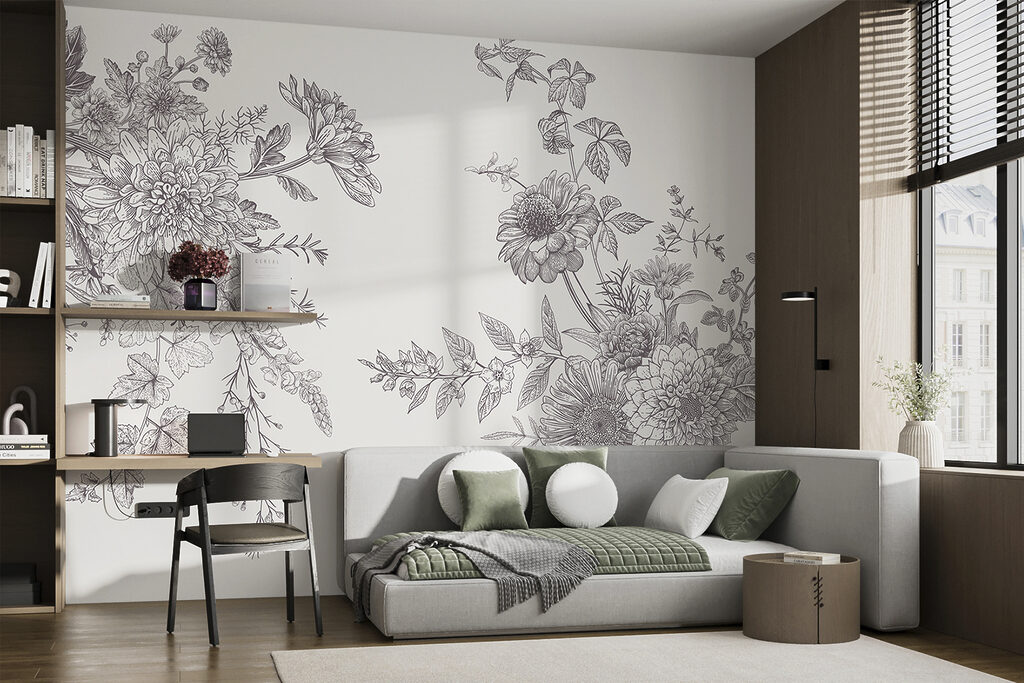 A group of flowers with leaves