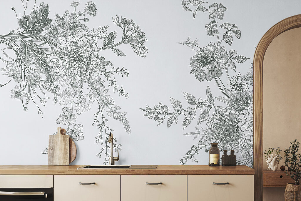 Elegant floral illustration with muted tones