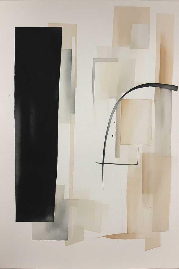 A painting of a black rectangle and rectangle
