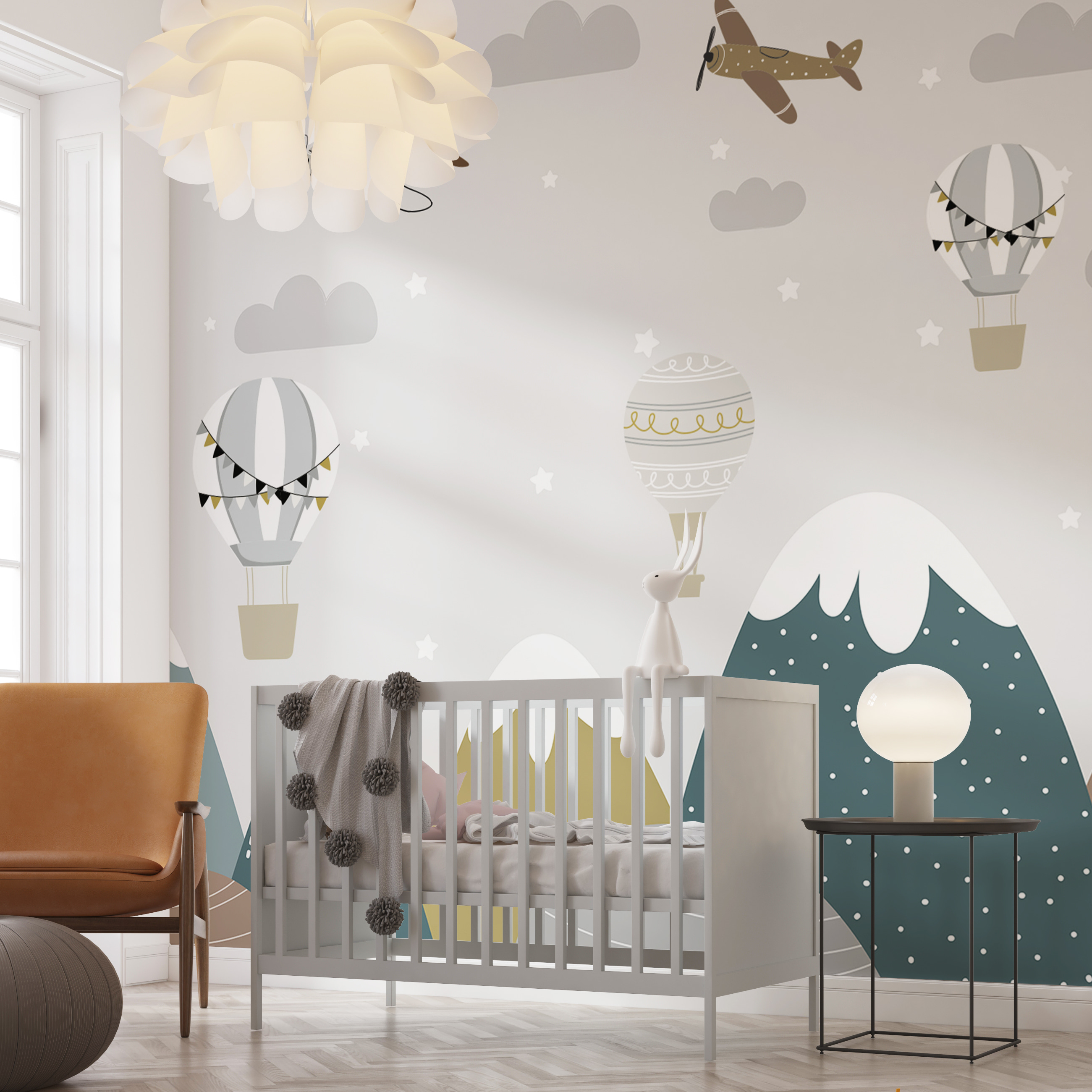 A wallpaper with mountains and airplanes