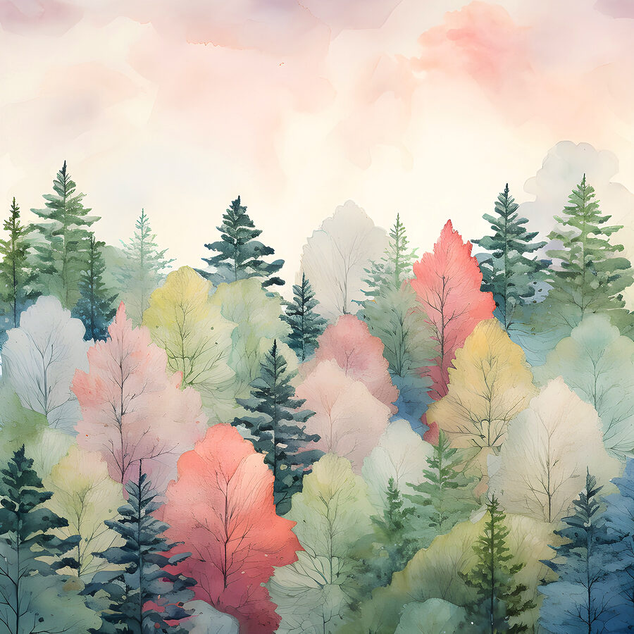 Ein Aquarell mit Bäumen Ein Aquarell mit Bäumen