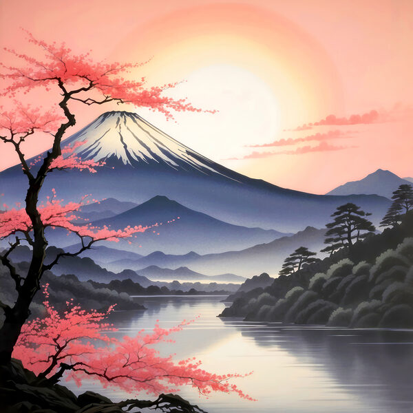 A mountain with a lake and trees