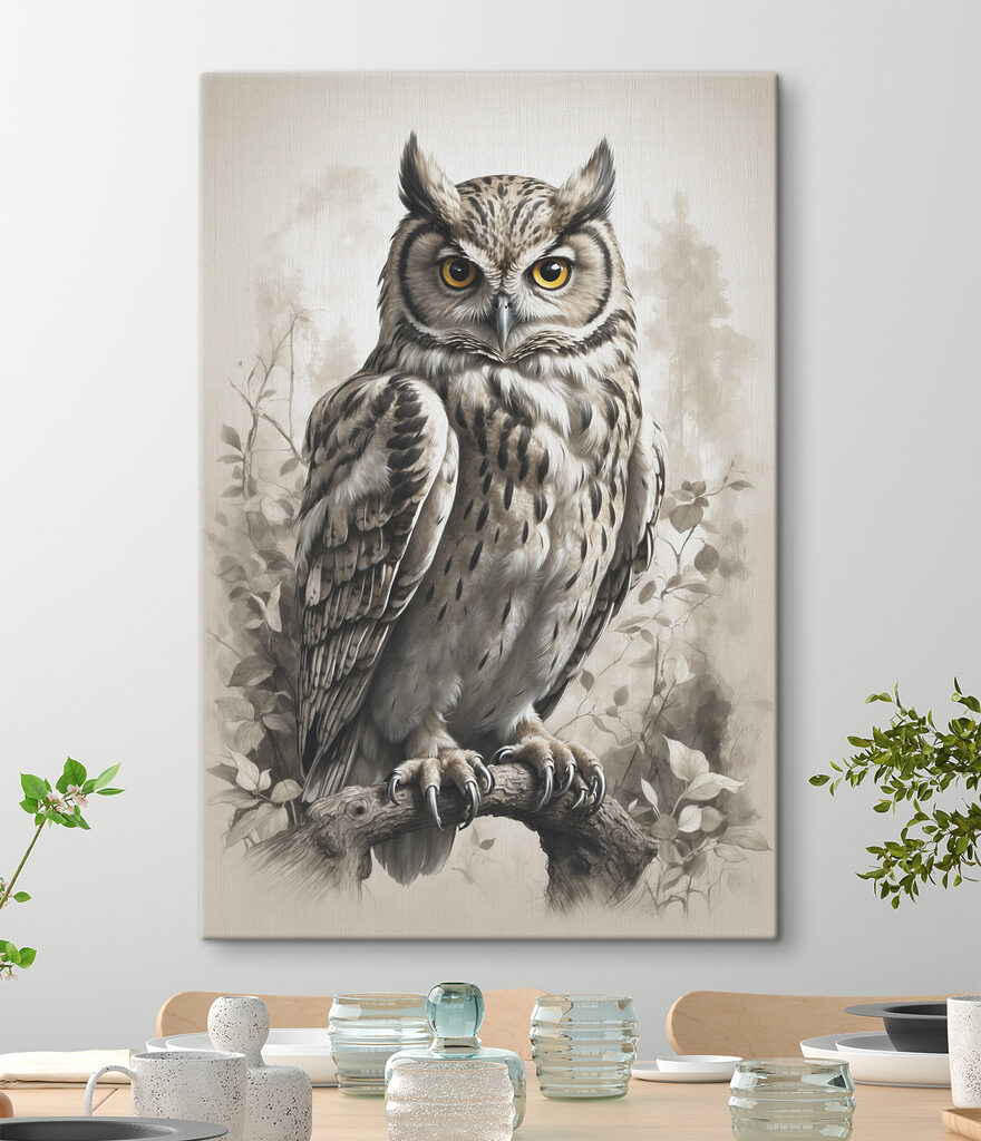 A painting of an owl