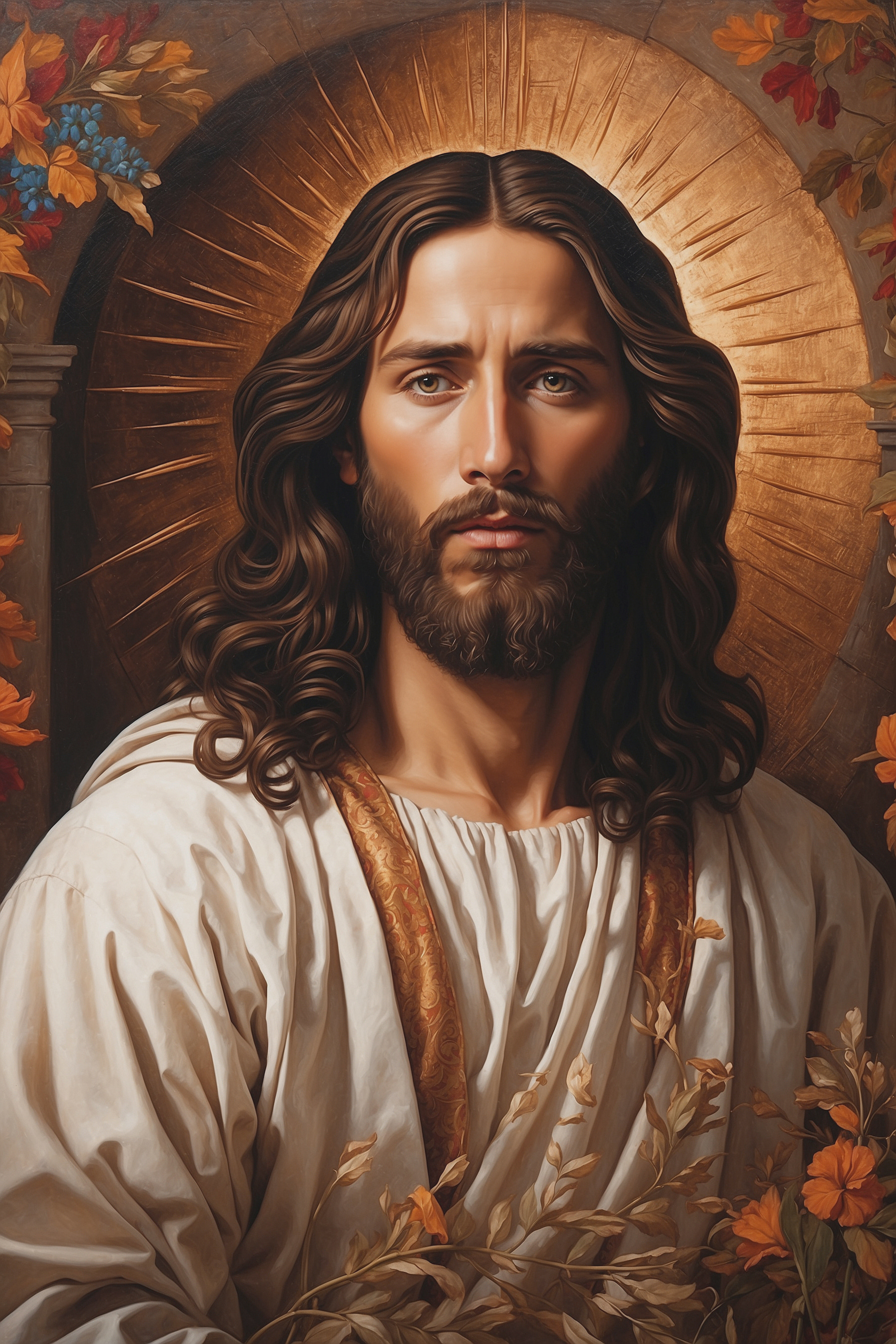 Autumn halo, serene sacred gaze Autumn halo, serene sacred gaze