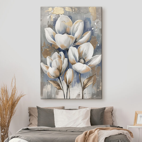 Ein Gemälde mit weißen Blumen Ein Gemälde mit weißen Blumen