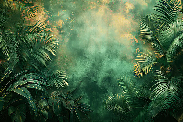 Mystic jungle shimmering at dawn
