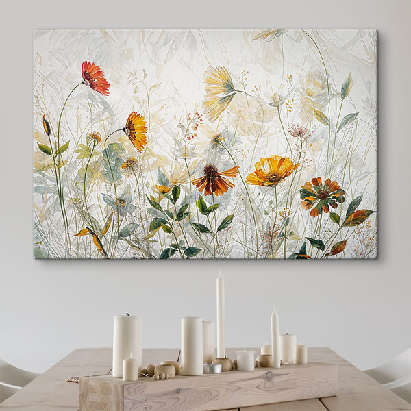 Ein Gemälde mit Blumen und Blättern Ein Gemälde mit Blumen und Blättern