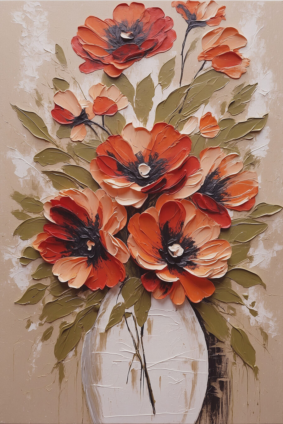 Ein Gemälde mit Blumen in einer Vase Ein Gemälde mit Blumen in einer Vase