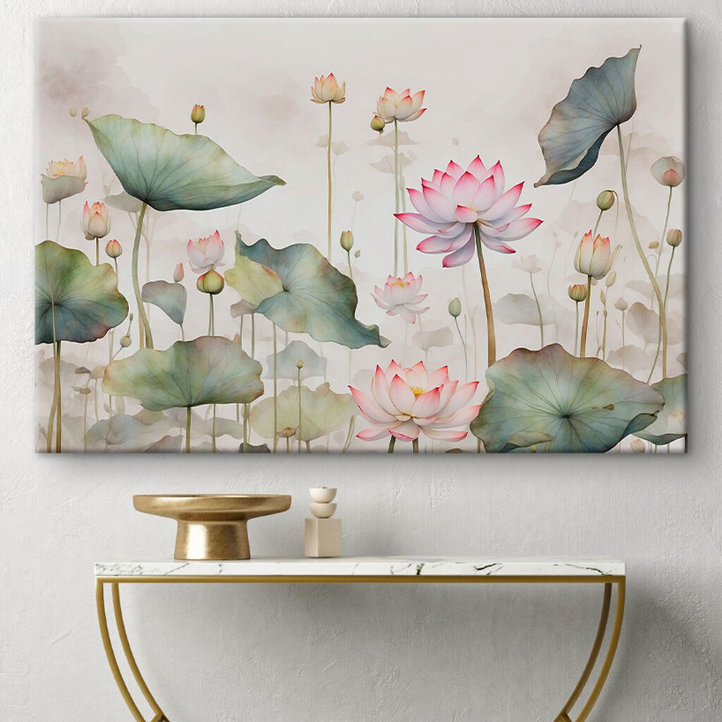 A painting of flowers and leaves A painting of flowers and leaves