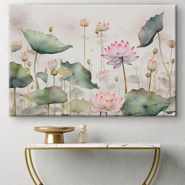 Ein Gemälde mit Blumen und Blättern Ein Gemälde mit Blumen und Blättern