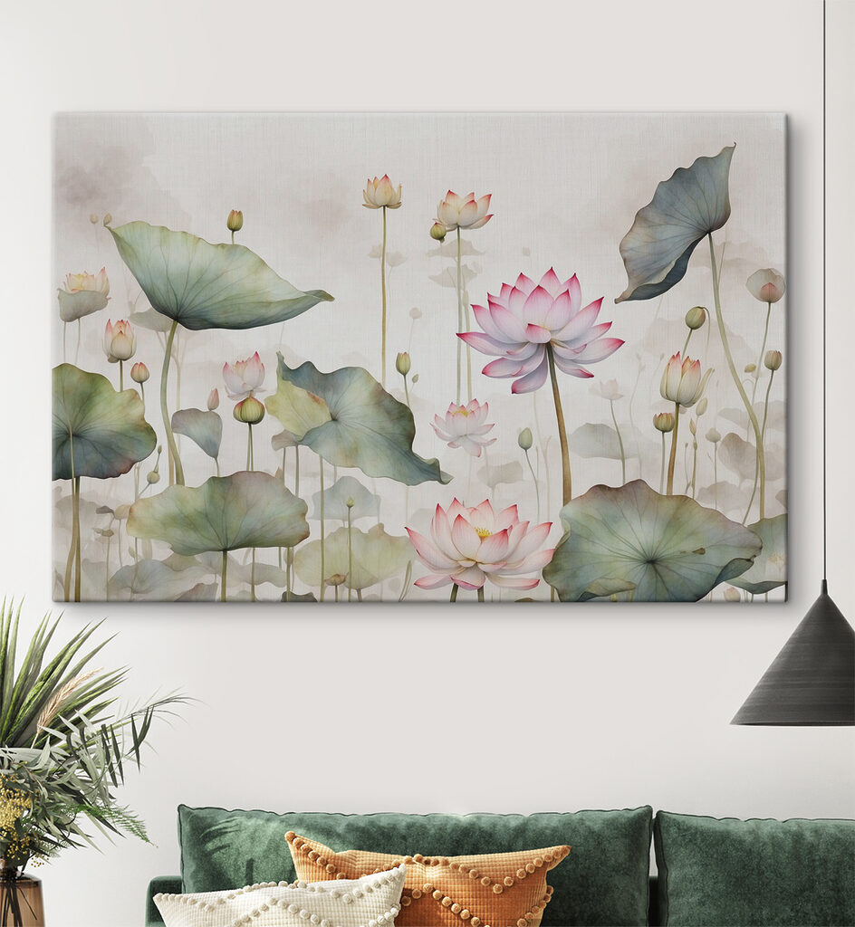 A painting of flowers and leaves A painting of flowers and leaves