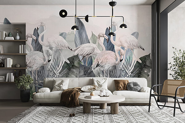 Eine Gruppe von Flamingos und Blättern w00505v2pig9r 600x400 - Eine Gruppe von Flamingos und Blättern - tegory