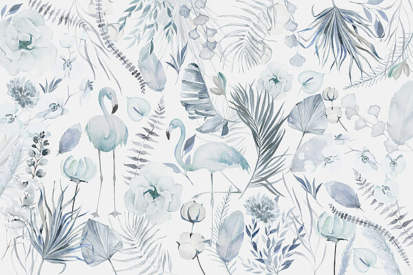 Ein Muster aus Flamingos und Blumen Ein Muster aus Flamingos und Blumen