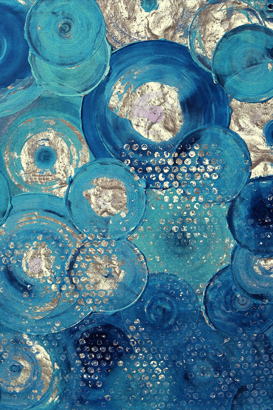 Ein blaues und silbernes Kreisbild