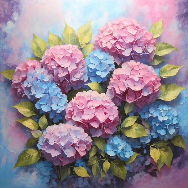 Ein Gemälde mit Blumen und Blättern Ein Gemälde mit Blumen und Blättern