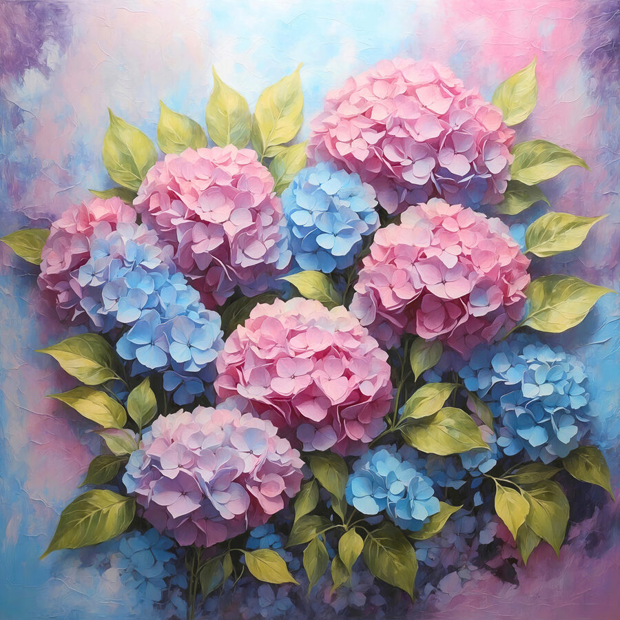 Ein Gemälde mit Blumen und Blättern