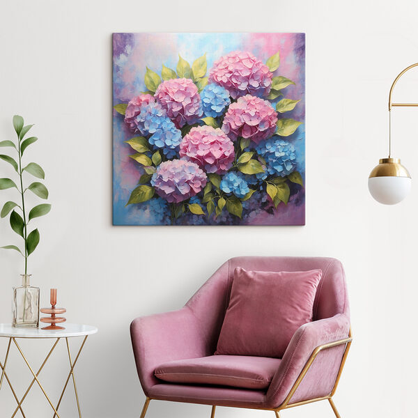 Ein Gemälde mit Blumen und Blättern Ein Gemälde mit Blumen und Blättern