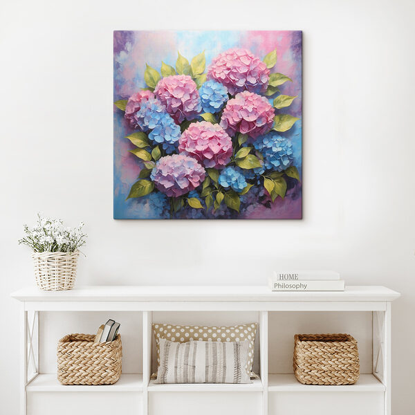 Ein Gemälde mit Blumen und Blättern Ein Gemälde mit Blumen und Blättern