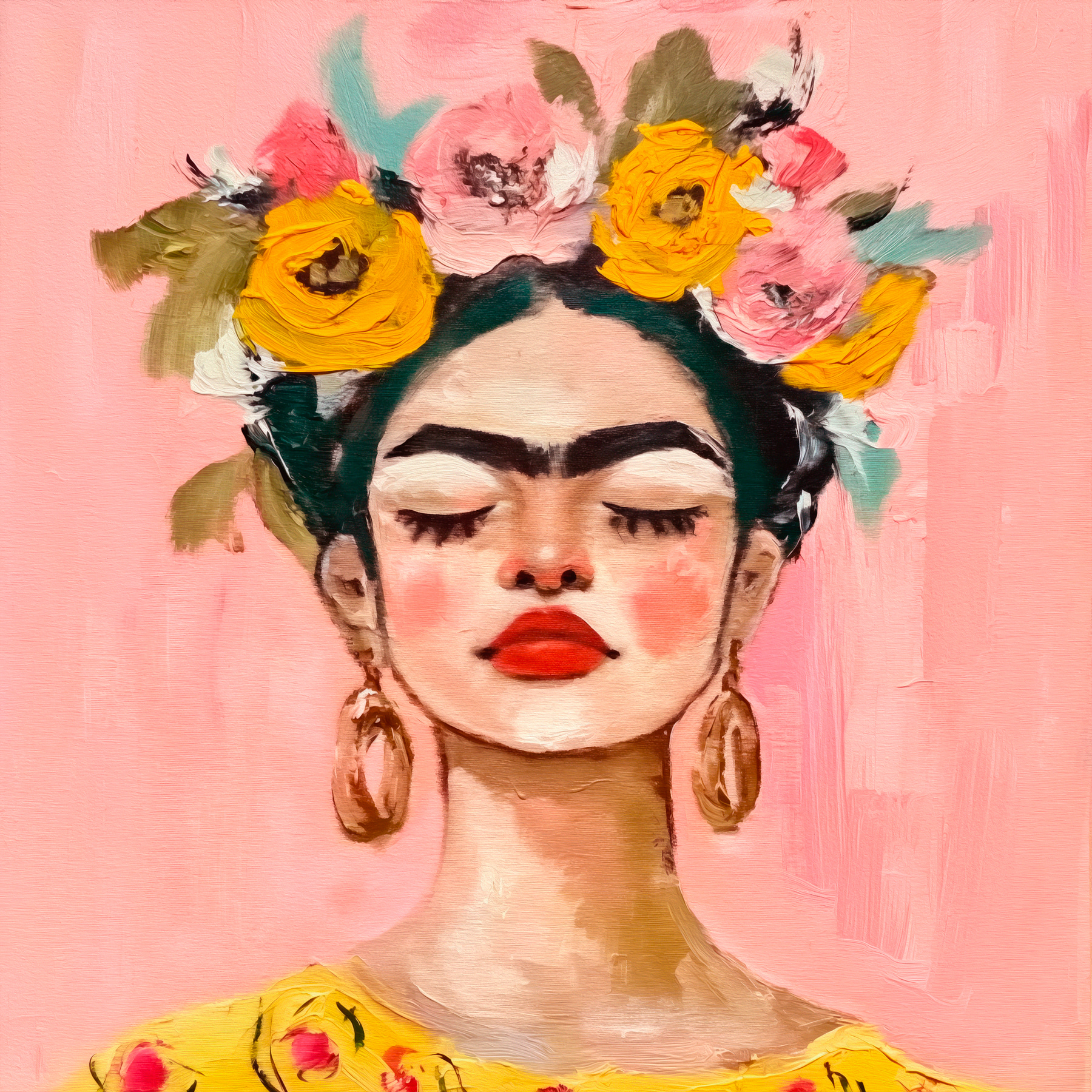 s38292p - Ein Gemälde einer Frau mit Blumen im Haar - tegory