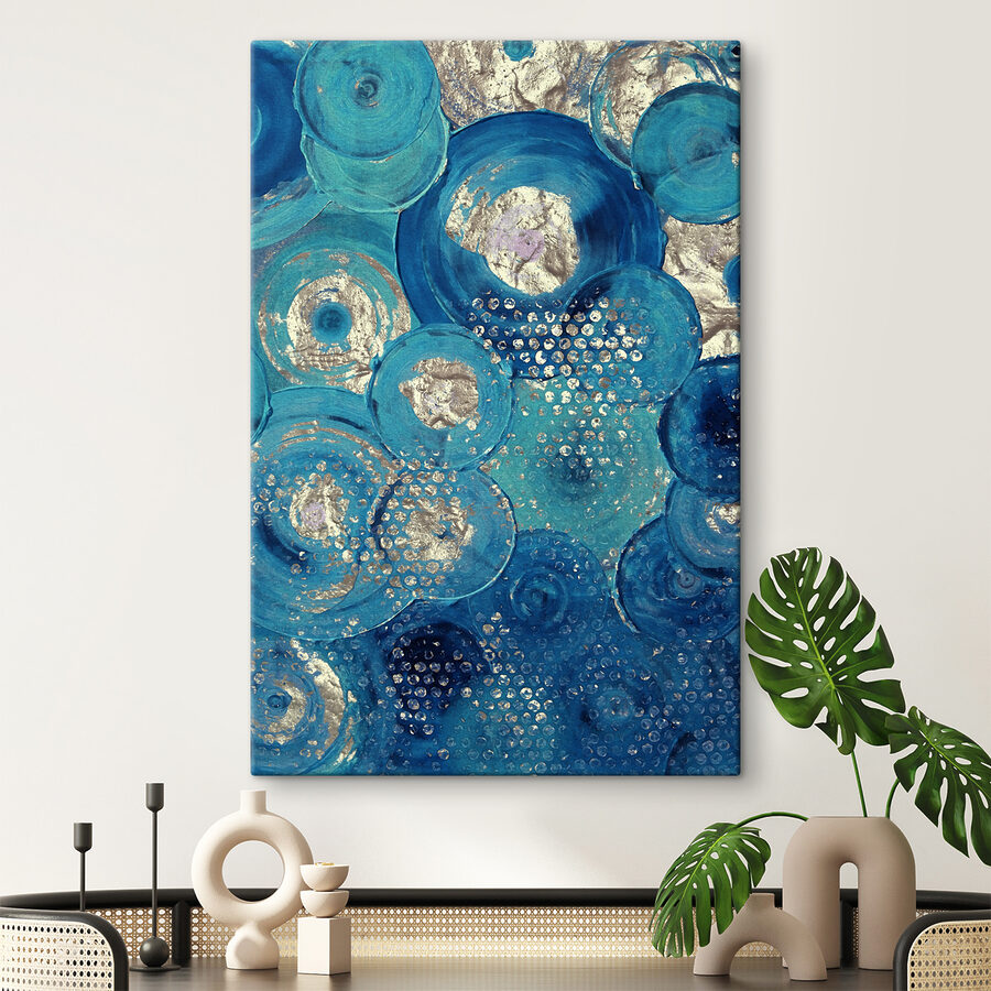 Ein blaues und silbernes Kreisbild
