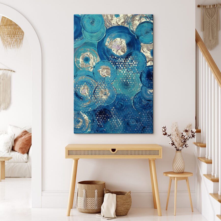Ein blaues und silbernes Kreisbild