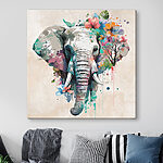 Wandbilder Ein Elefant mit Blumen und Blättern