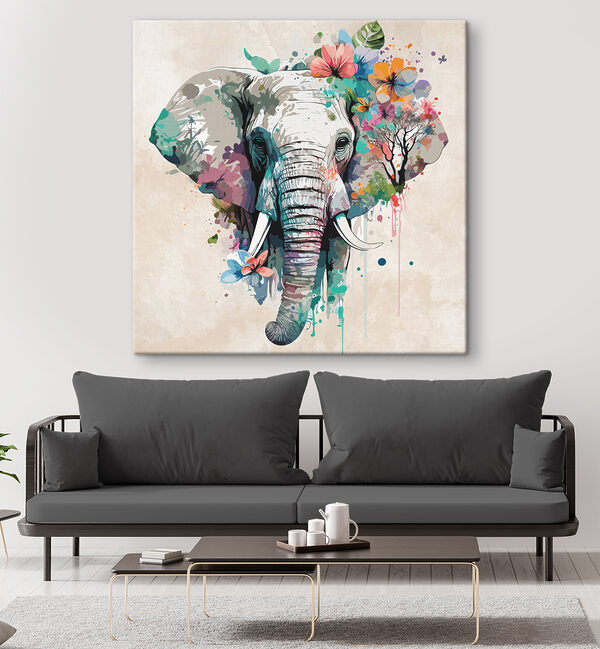 Ein Elefant mit Blumen und Blättern Ein Elefant mit Blumen und Blättern
