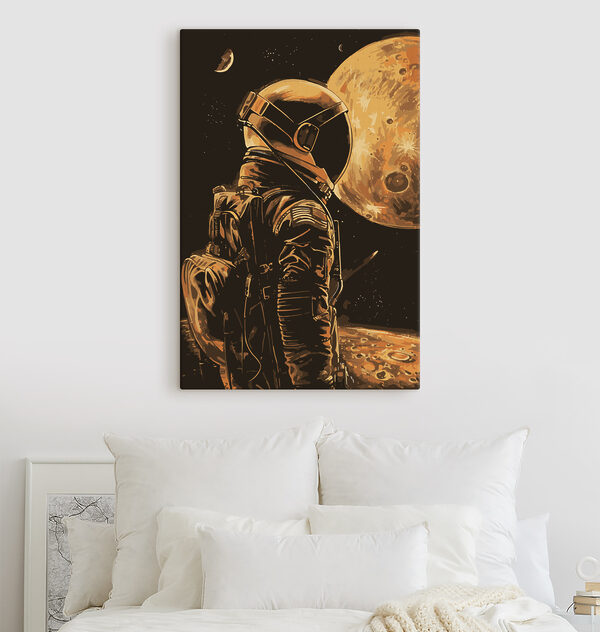 Eine Person, die einen Helm trägt und im Weltraum steht Eine Person, die einen Helm trägt und im Weltraum steht