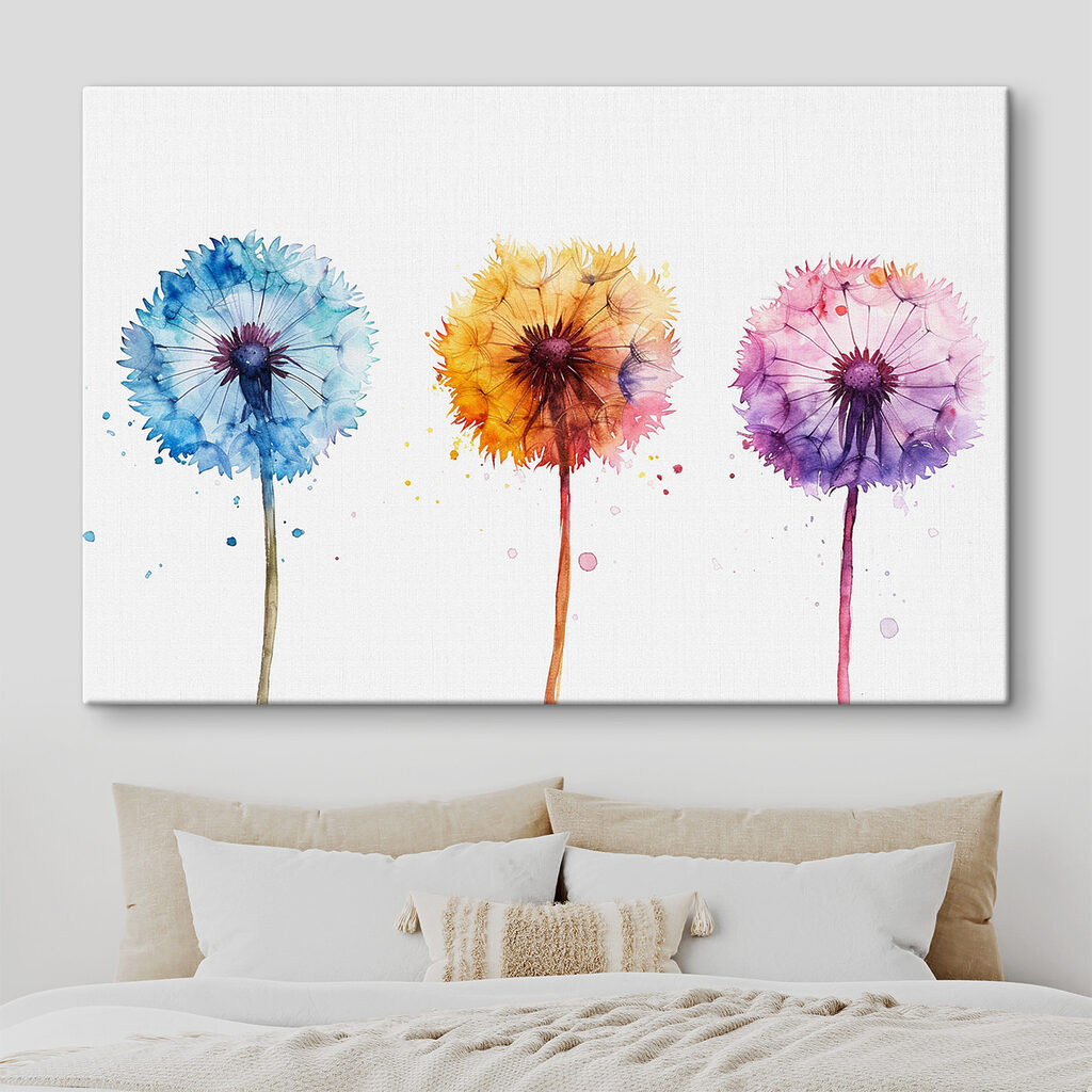 A group of colorful dandelions