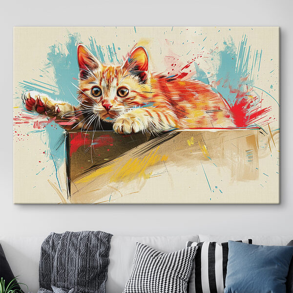 Eine Katze, die auf einer Schachtel liegt Eine Katze, die auf einer Schachtel liegt