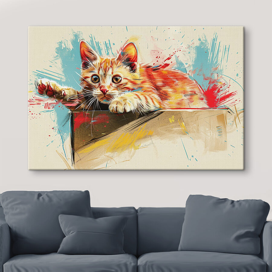 Eine Katze, die auf einer Schachtel liegt Eine Katze, die auf einer Schachtel liegt