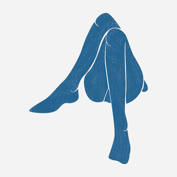Eine blaue Zeichnung einer Frau’s Beine Eine blaue Zeichnung einer Frau’s Beine