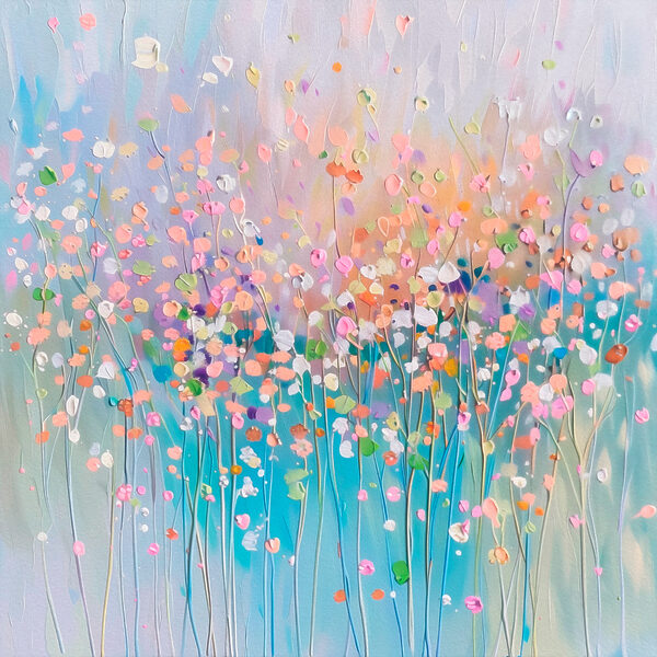 Ein Gemälde mit Blumen auf blauem Hintergrund s38426p 600x600 - Ein Gemälde mit Blumen auf blauem Hintergrund