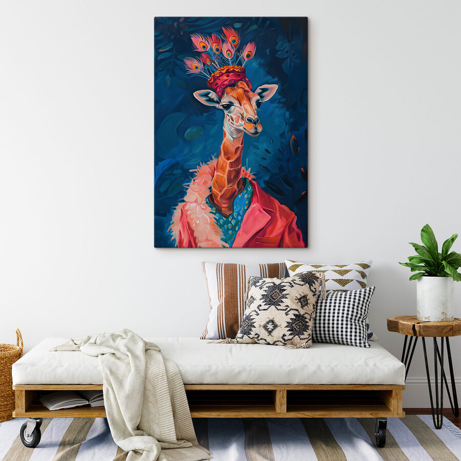 Eine Giraffe mit einem Hut