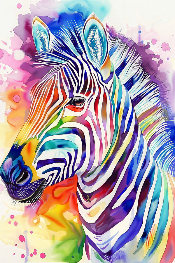 Ein buntes Zebra mit Regenbogenfarben Ein buntes Zebra mit Regenbogenfarben