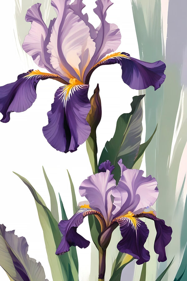 Eine violette und gelbe Schwertlilie Eine violette und gelbe Schwertlilie