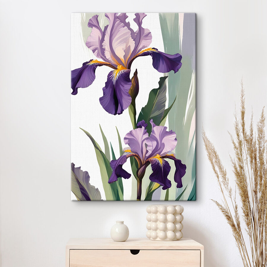 Eine violette und gelbe Schwertlilie