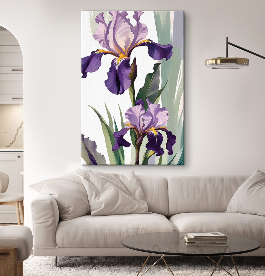 Eine violette und gelbe Schwertlilie