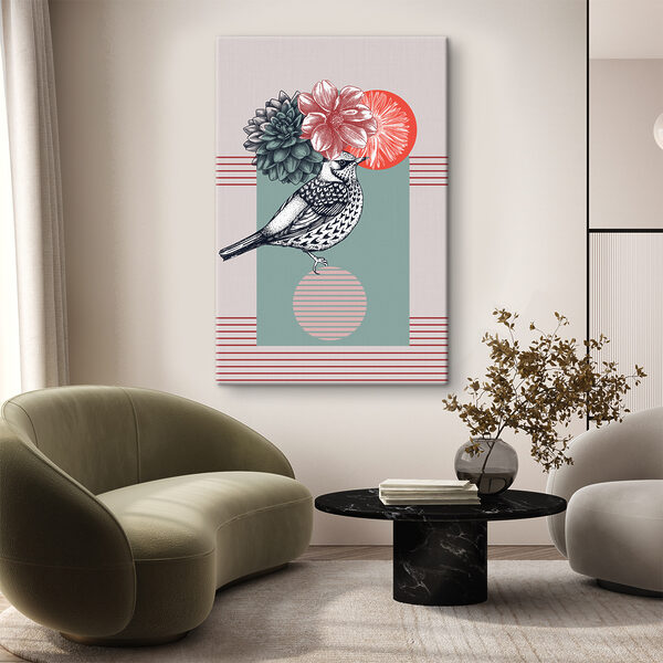Ein Vogel mit Blumen auf dem Kopf Ein Vogel mit Blumen auf dem Kopf
