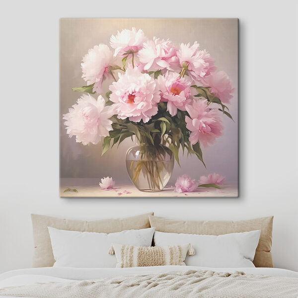 Eine Vase mit rosa Blumen Eine Vase mit rosa Blumen