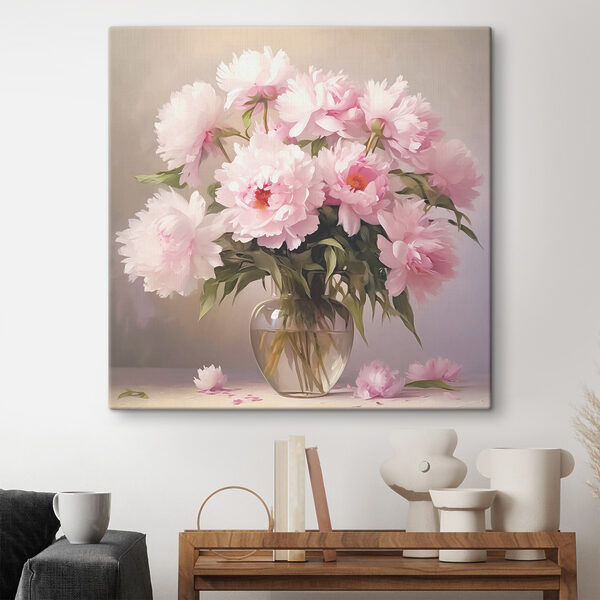 Eine Vase mit rosa Blumen Eine Vase mit rosa Blumen