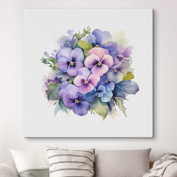 Ein Strauß aus lila und blauen Blumen Ein Strauß aus lila und blauen Blumen