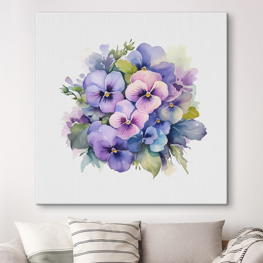 Ein Strauß aus lila und blauen Blumen