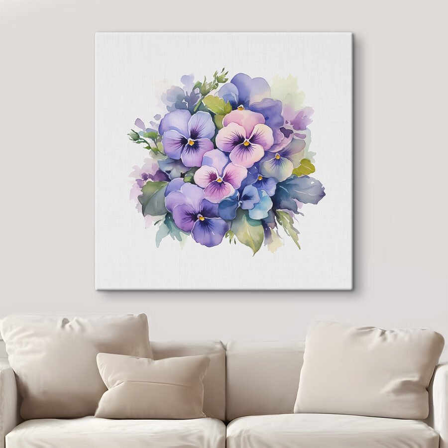 Ein Strauß aus lila und blauen Blumen