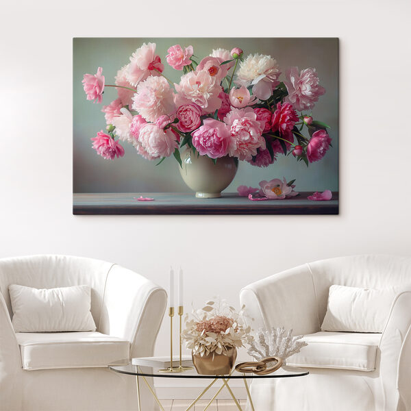 Eine Vase mit rosa Blumen Eine Vase mit rosa Blumen