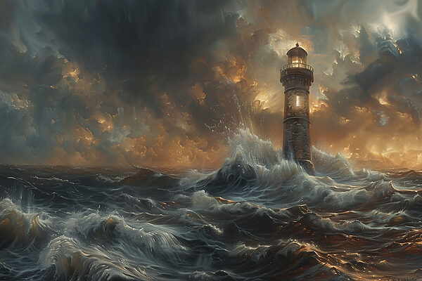 Ein Leuchtturm im Meer Ein Leuchtturm im Meer