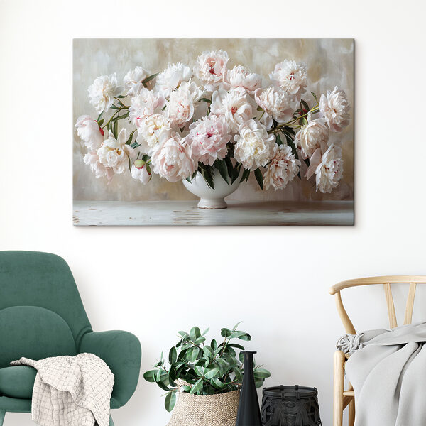 Eine Vase mit weißen Blumen Eine Vase mit weißen Blumen