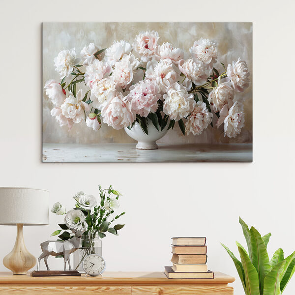 Eine Vase mit weißen Blumen Eine Vase mit weißen Blumen